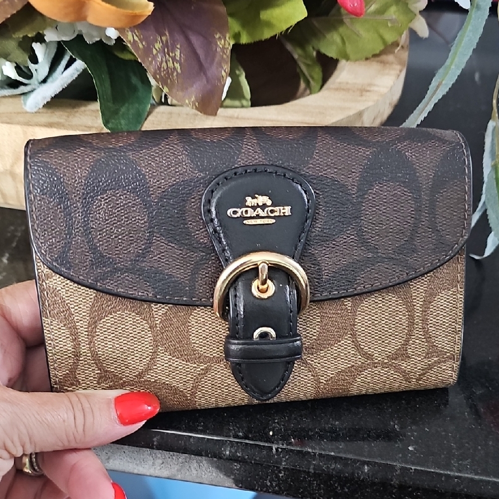 Coach Brown and Black Signature Wallet